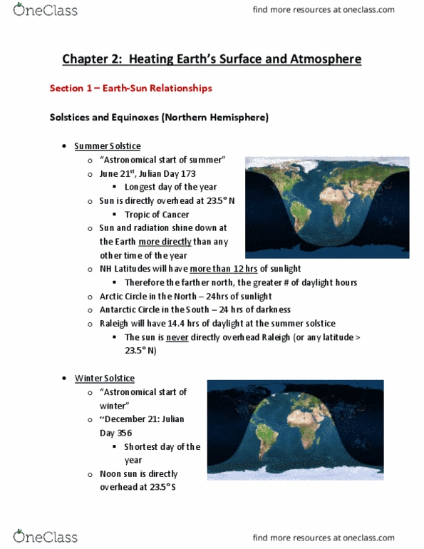 MEA 130 Chapter Notes - Chapter 2: Northern Hemisphere, Antarctic Circle, Equinox thumbnail