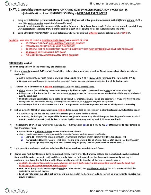 CHEM 2542 Lecture Notes - Lecture 1: Bunsen Burner, Fume Hood, Filter Paper thumbnail