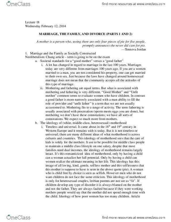 SOSC 1350 Lecture Notes - Heterosexuality, Neoliberalism thumbnail