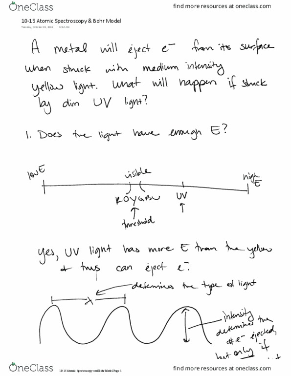CHEM 111 Lecture Notes - Lecture 12: Bohr Model thumbnail