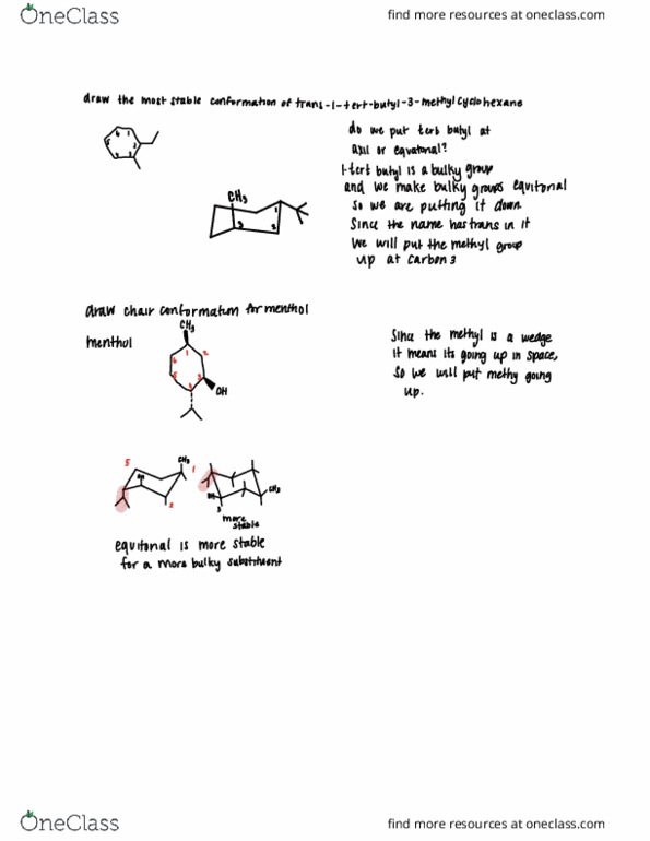01:160:307 Lecture Notes - Lecture 1: Cyclohexane Conformation, Telomerase Reverse Transcriptase, Substituent thumbnail