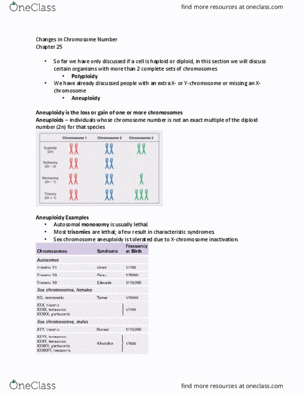BI226 Lecture Notes - Lecture 32: Aneuploidy, Allosome, Monosomy thumbnail