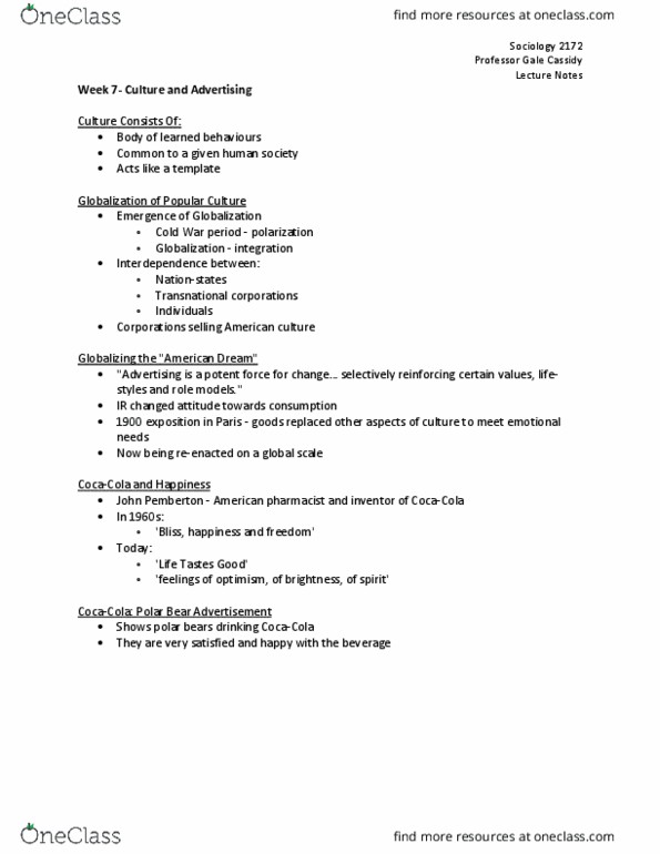 Sociology 2172A/B Lecture Notes - Lecture 7: Nationstates thumbnail