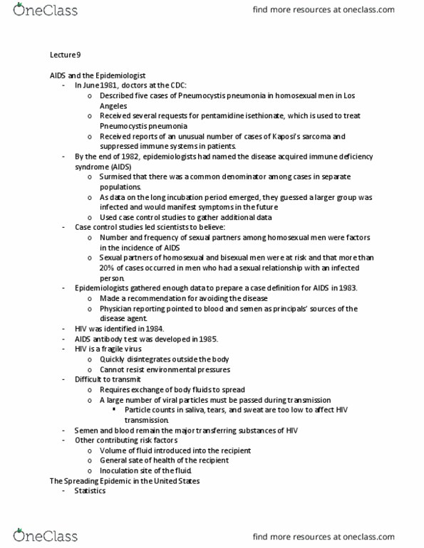 PCB 4233C Lecture Notes - Lecture 9: Aids, Pneumocystis Pneumonia, Pentamidine thumbnail