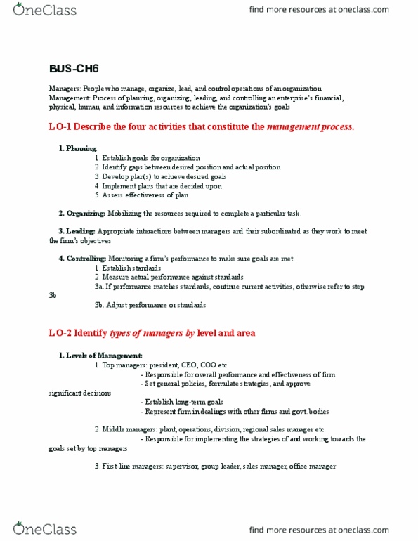 BUS 201 Lecture Notes - Lecture 4: Liquid Oxygen, Chief Operating Officer, User Friendly thumbnail