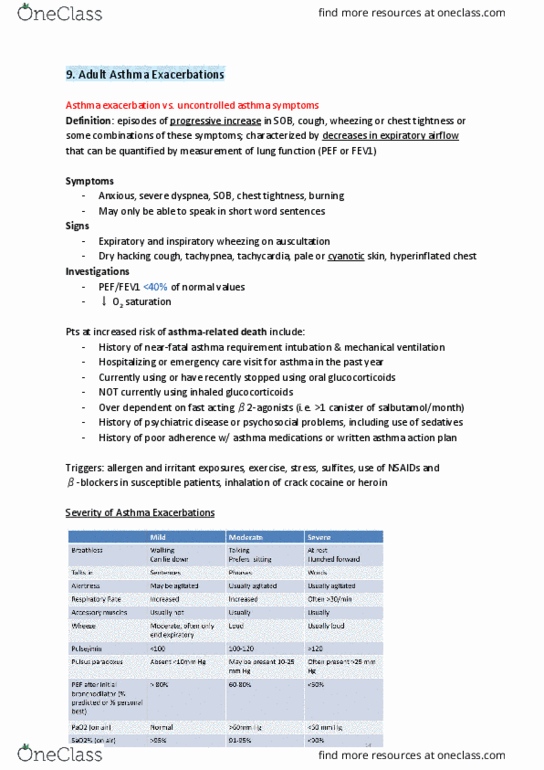 PHRM 211 Lecture Notes - Lecture 9: Asthma, Tachypnea, Glucocorticoid thumbnail