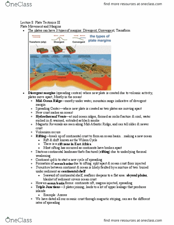 GSC 110 Lecture Notes - Lecture 8: Continental Crust, Oceanic Crust, Plate Tectonics thumbnail