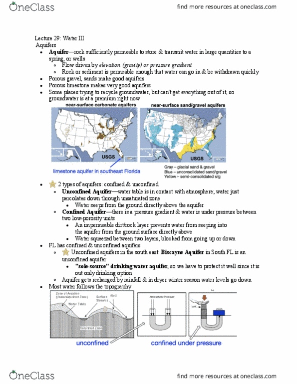 GSC 110 Lecture Notes - Lecture 29: Aquifer, Vadose Zone, Great Salt Lake thumbnail