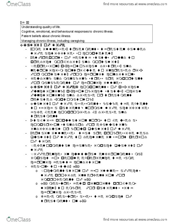 PSYC 314 Chapter Notes -Chronic Condition, Disfigurement, Major Depressive Disorder thumbnail