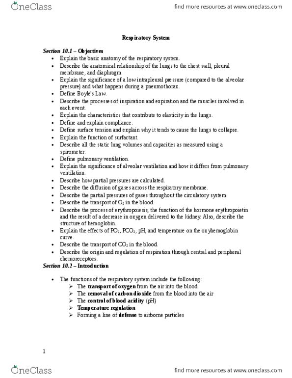 Physiology 2130 Lecture Notes - Intrapleural Pressure, Pulmonary Compliance, Alveolar Pressure thumbnail