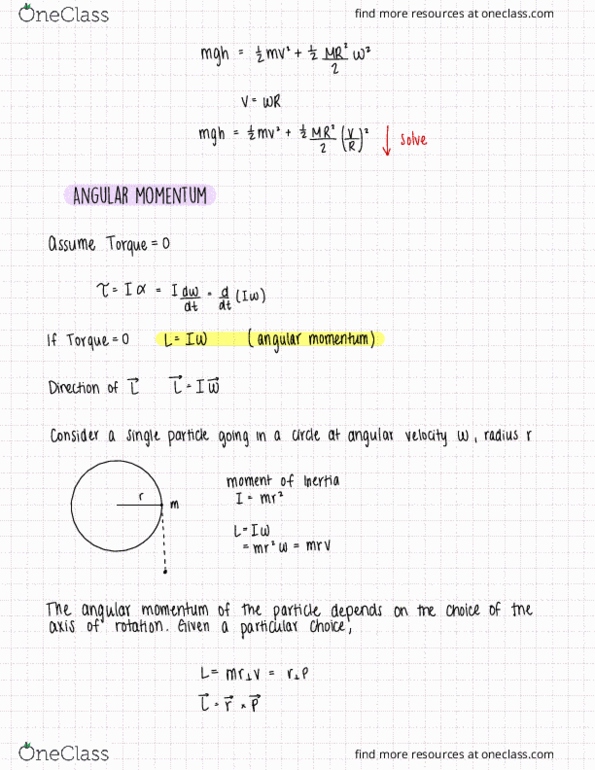 PHYS UN1401 Lecture Notes - Lecture 18: Angular Momentum, Angular Velocity, Emv thumbnail