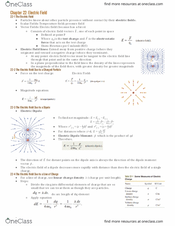 PHYS 132 Chapter Notes - Chapter 22: Test Particle, Electric Field, Surface Charge thumbnail