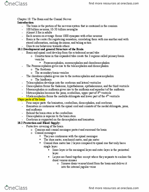 Health Sciences 3300A/B Chapter Notes - Chapter 18: Dural Venous Sinuses, Dura Mater, Internal Jugular Vein thumbnail