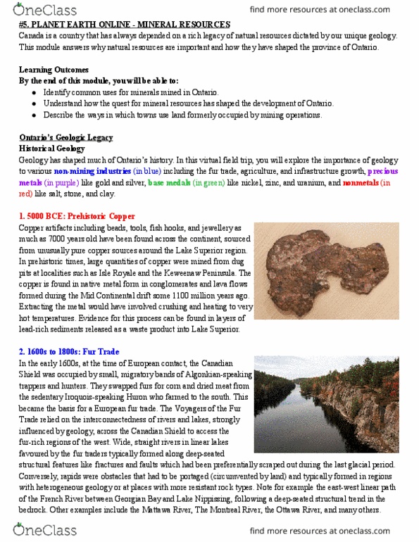 EESA06H3 Chapter Notes - Chapter 5-6: Keweenaw Peninsula, Mattawa River, Natural Resources Canada thumbnail