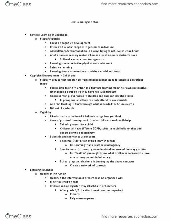 PSYCO223 Lecture Notes - Lecture 12: Cognitive Development, Abstraction, Critical Role thumbnail