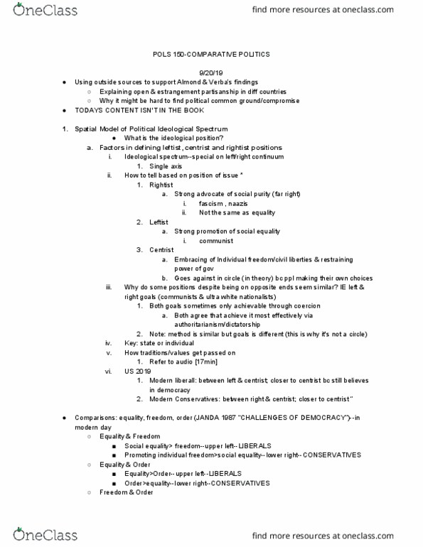 POLS 150 Lecture Notes - Lecture 7: White Nationalism, Social Equality, Diagnostic And Statistical Manual Of Mental Disorders thumbnail