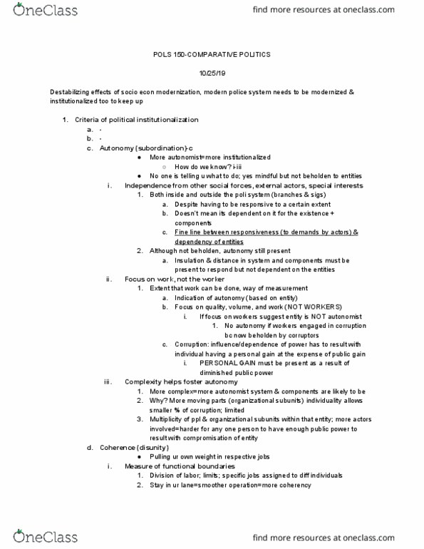 POLS 150 Lecture Notes - Lecture 18: Unix System Iii, Social Forces thumbnail
