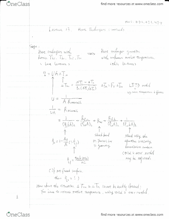 CE 318 Lecture Notes - Lecture 13: Logarithmic Mean Temperature Difference thumbnail