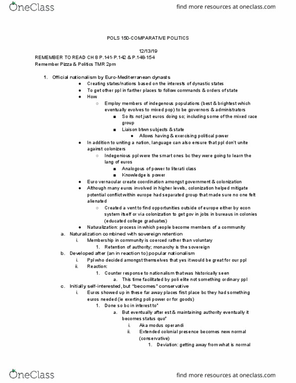 POLS 150 Lecture Notes - Lecture 34: Modus Operandi thumbnail