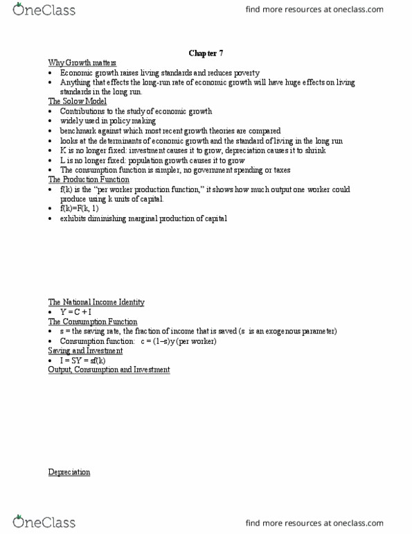 EC250 Chapter Notes - Chapter 7: Consumption Function, Production Function, Marginal Product thumbnail