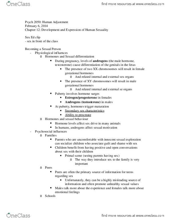 Psychology 2040A/B Lecture Notes - Vasocongestion, Myotonia, Homophobia thumbnail