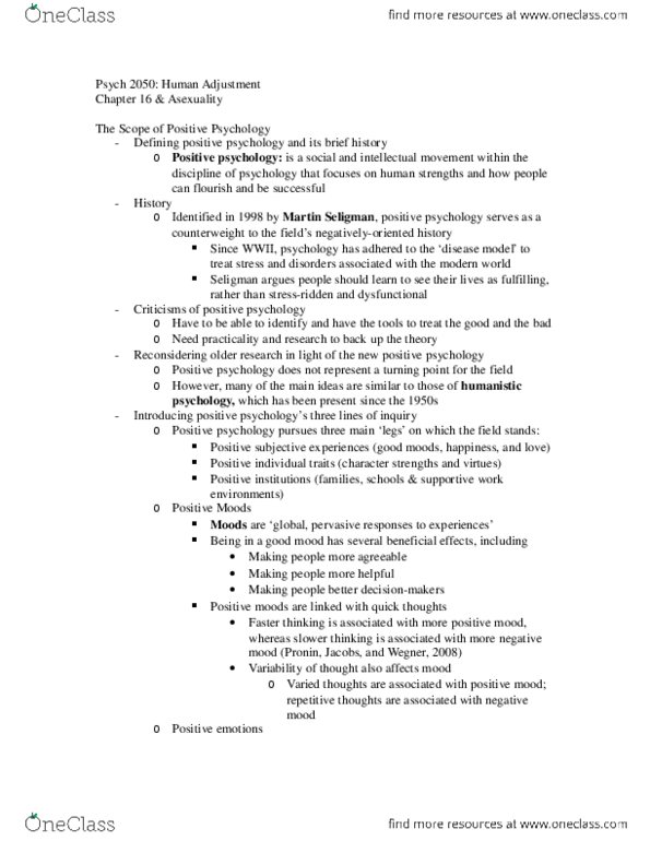 Psychology 2040A/B Lecture Notes - Asexuality, Medicalization thumbnail
