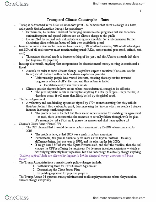 SOC463H5 Chapter Notes - Chapter 3: Clean Power Plan, Keystone Pipeline, Kyoto Protocol thumbnail