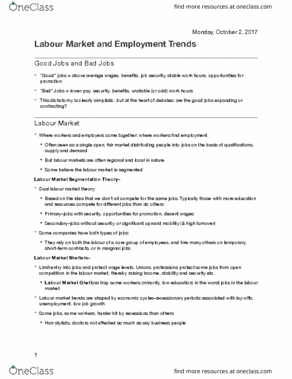 Sociology 2166A/B Lecture Notes - Lecture 4: Visible Minority, Employment-To-Population Ratio thumbnail