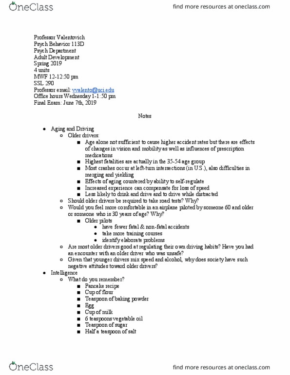 PSY BEH 113D Lecture Notes - Lecture 22: Baking Powder, Psych, Fluid And Crystallized Intelligence thumbnail