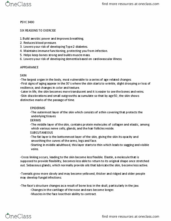 PSYC 3490 Chapter Notes - Chapter 4: Diabetes Mellitus Type 2, Elastic Fiber, Elastin thumbnail