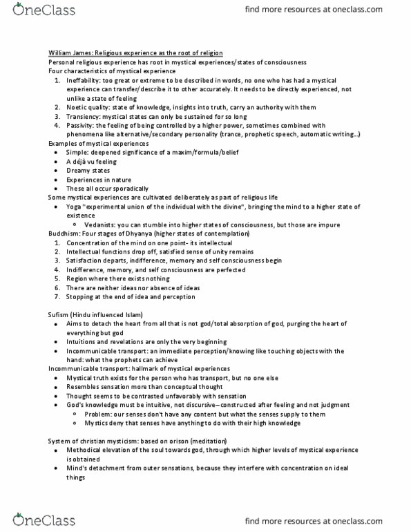 PHL235H1 Chapter Notes - Chapter James: Christian Mysticism, Scholarly Approaches Of Mysticism, Religious Experience thumbnail