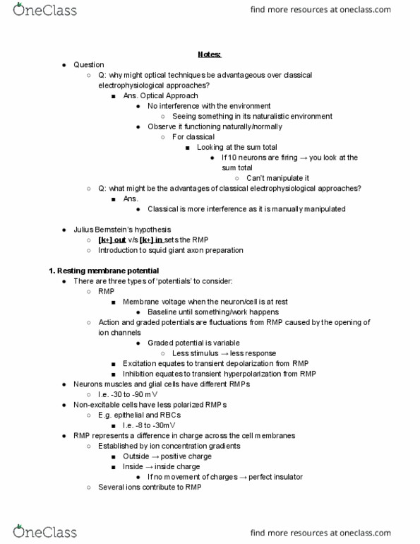 BIO304H5 Lecture Notes - Lecture 3: Squid Giant Axon, Electrophysiology, Neuroglia thumbnail