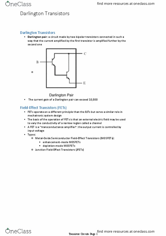 Mechatronic Systems Engineering 2201A/B Lecture Notes - Lecture 23: Darlington Transistor, Transconductance, Electric Field thumbnail