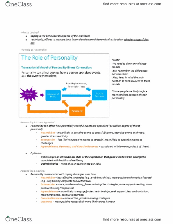 PSYC 305 Lecture Notes - Lecture 9: Extraversion And Introversion, Neuroticism, Conscientiousness thumbnail