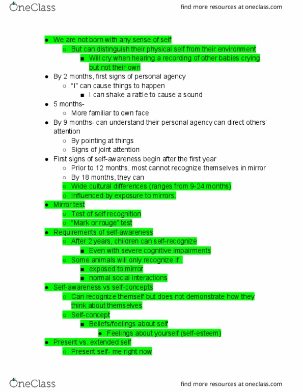 PSY 3304 Lecture Notes - Lecture 4: Joint Attention, 18 Months, Social Cognition thumbnail