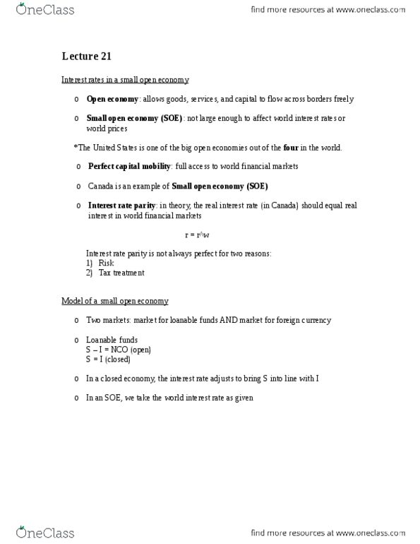 ECON 1BB3 Lecture Notes - Interest Rate Parity, Real Interest Rate, Open Economy thumbnail