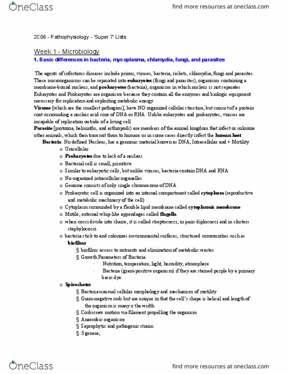 HTHSCI 2C06 Lecture Notes - Lecture 1: Gram Staining, Biofilm, Diplococcus thumbnail