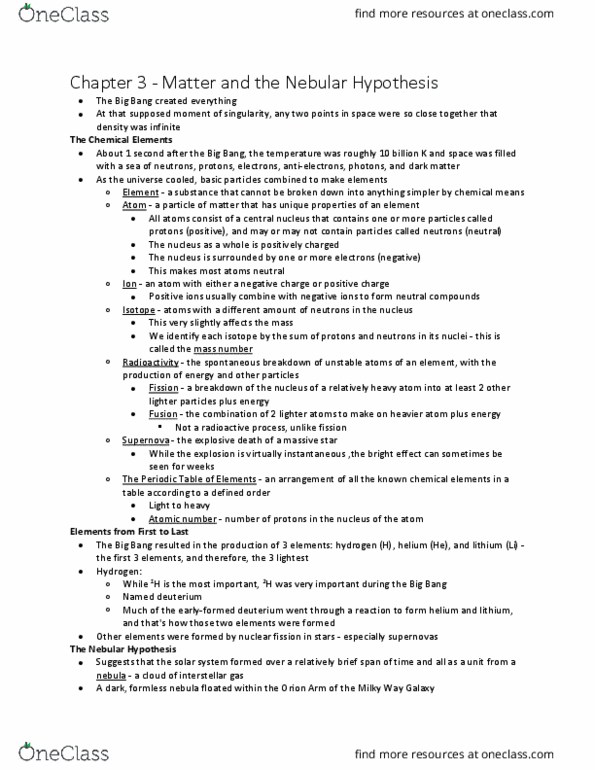 Earth Sciences 1086F/G Lecture Notes - Lecture 3: Milky Way, Orion Arm, Atomic Number thumbnail