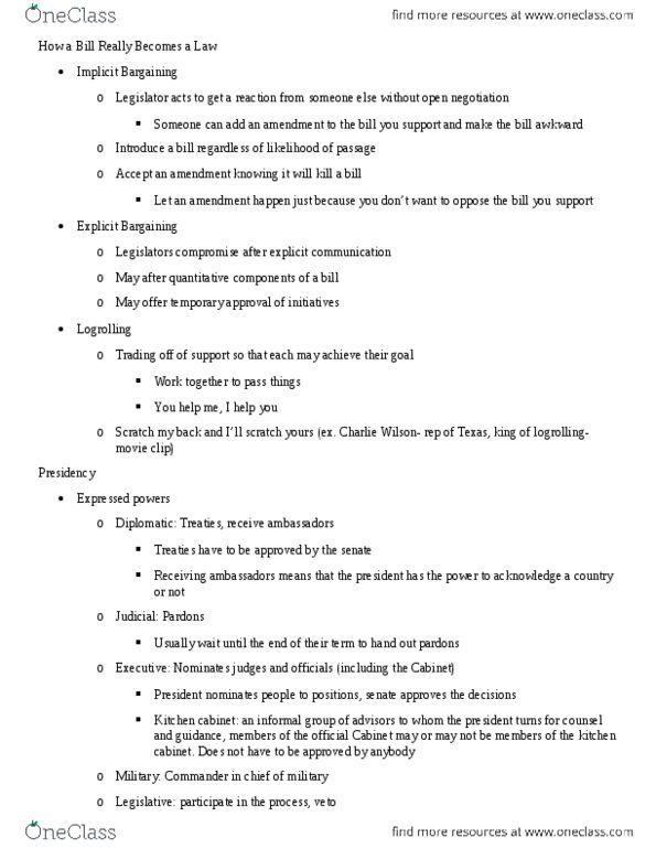 01:790:104 Lecture Notes - War Powers Resolution, Kitchen Cabinet, General Agreement On Tariffs And Trade thumbnail