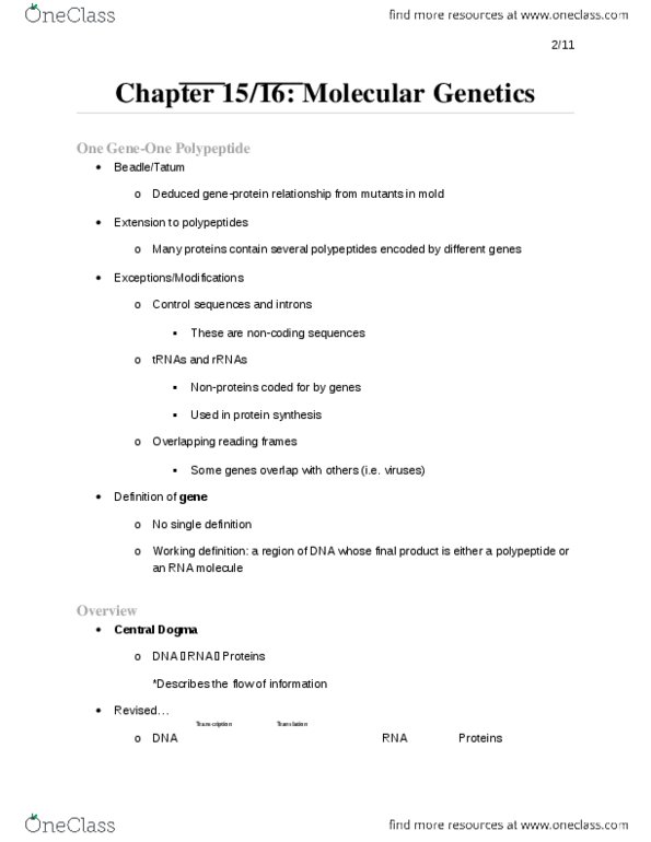 BIOSC 0160 Lecture Notes - Genetic Code, Peptide, Methionine thumbnail