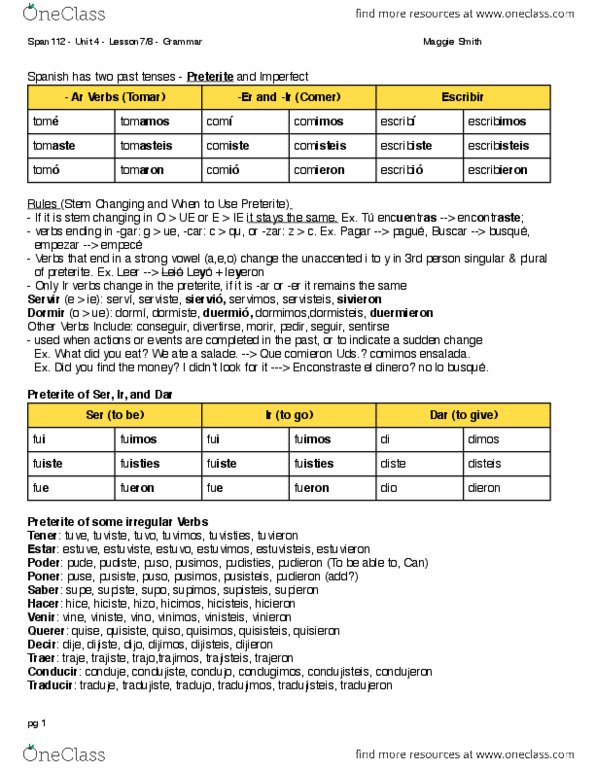 SPAN 112 Chapter Notes -Preterite, Ibas Of Edessa, Preposition And Postposition thumbnail