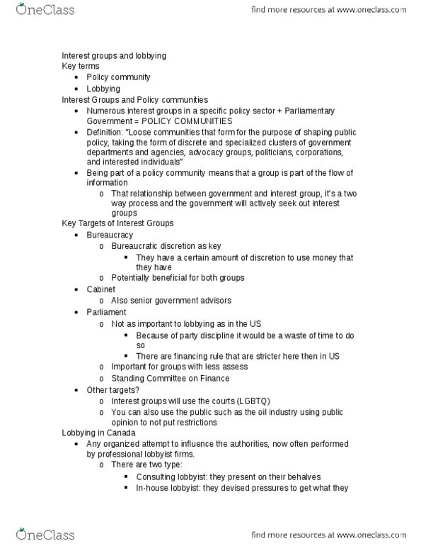 POL 2101 Lecture Notes - Federal Accountability Act, Don Boudria, Earnscliffe thumbnail