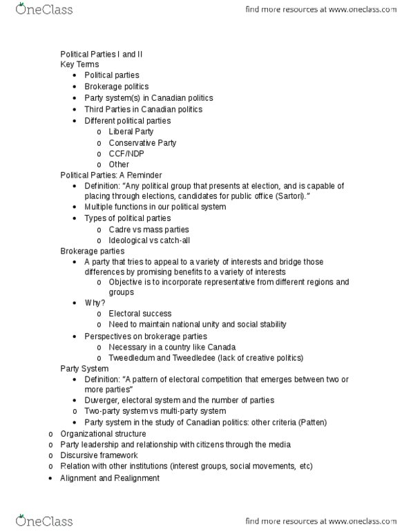 POL 2101 Lecture Notes - Lecture 15: Fourth Party System, Second Party System, Third Party System thumbnail