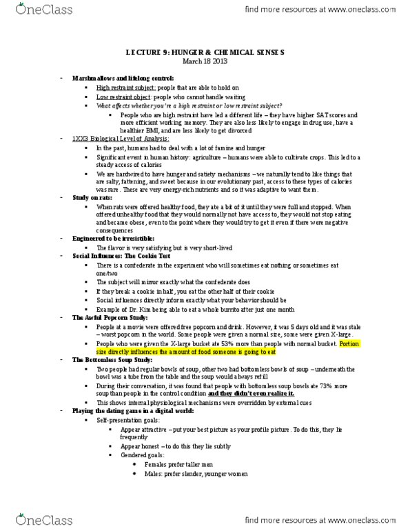 PSYCH 1XX3 Lecture Notes - Lecture 9: Serving Size, Algebraic Geometry And Analytic Geometry, Multisensory Integration thumbnail