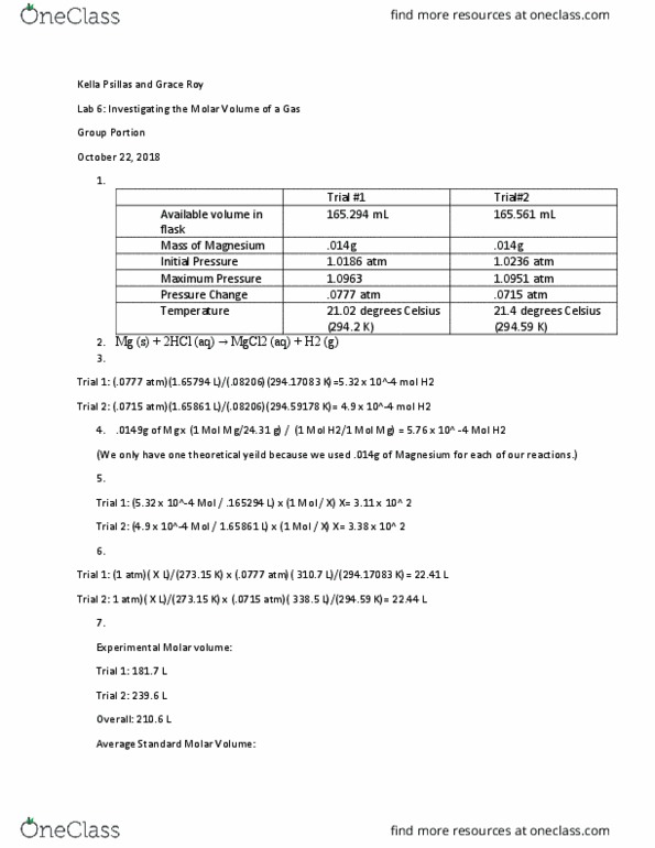 CHEM403 Lecture Notes - Lecture 6: Molar Volume, Magnesium, Zinc Sulfide thumbnail