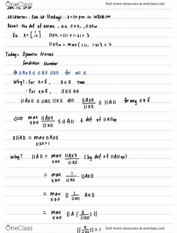 MATH 307 Lecture Notes - Lecture 4: Operator Norm, Alt-J, Numerical Stability cover image