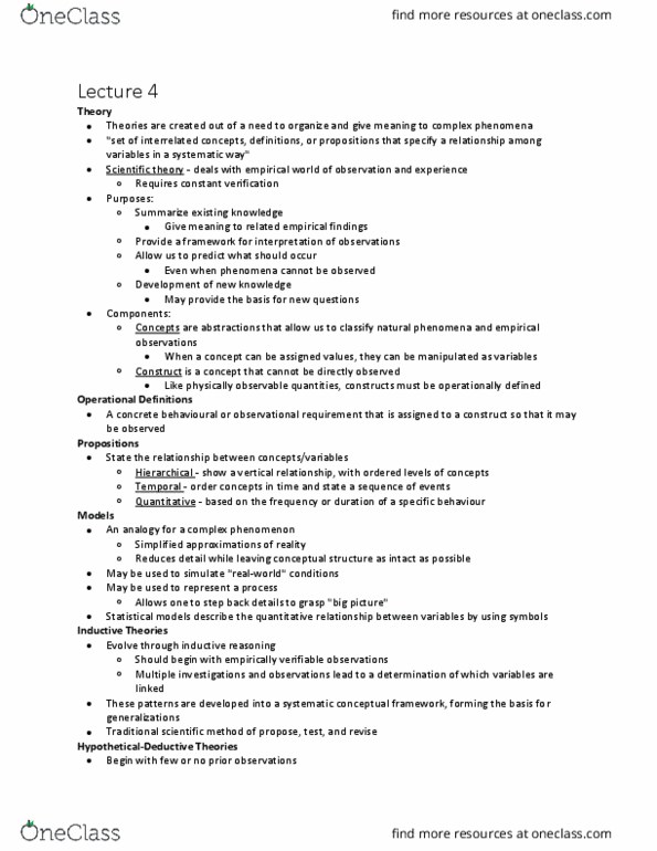 Kinesiology 2032A/B Lecture Notes - Lecture 4: Inductive Reasoning, Scientific Theory, Scientific Method thumbnail