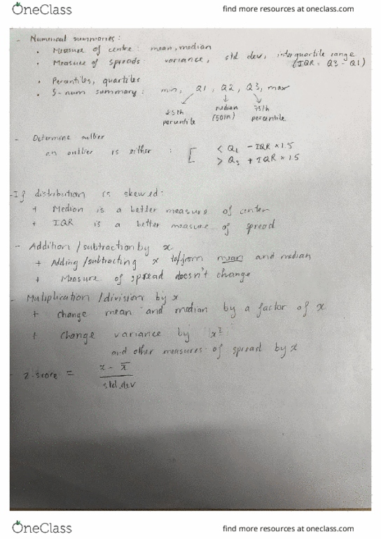 STAT 200 Lecture Notes - Lecture 4: Interquartile Range cover image