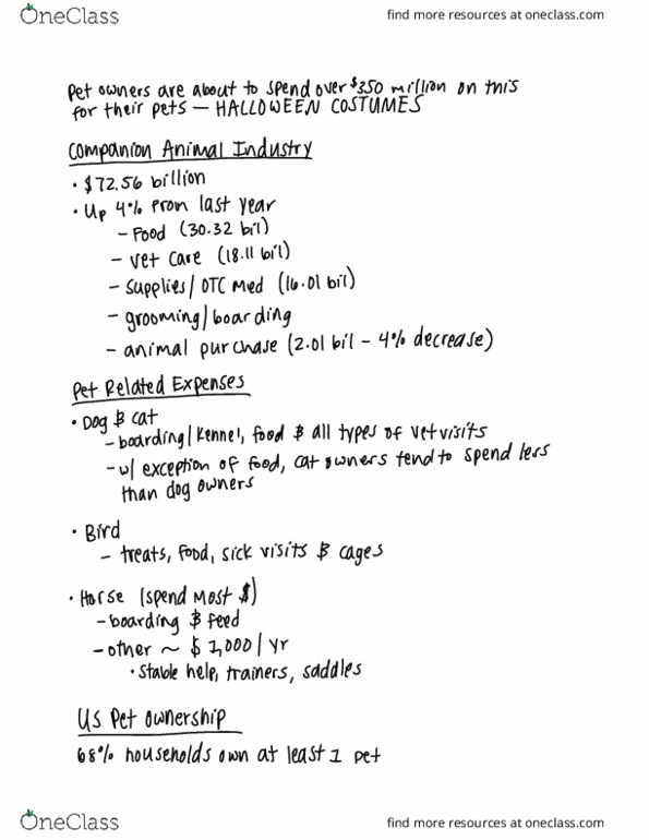 ACBS 102R Lecture Notes - Lecture 15: Felis, Conversation Piece, Canis thumbnail