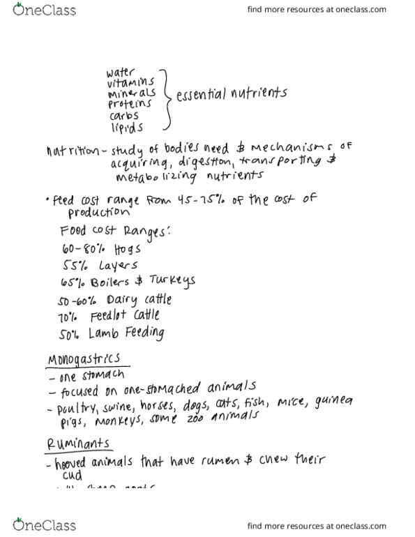 ACBS 102R Lecture Notes - Lecture 10: Dairy Cattle, Cud, Digestion thumbnail